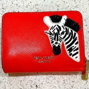 Kate Spade small orange leather zebra wallet